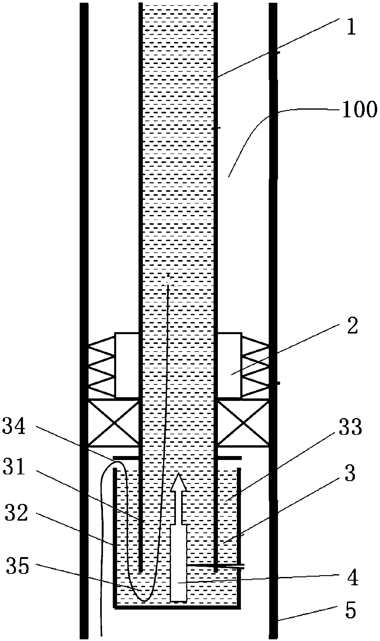 Well completing test pipe column and method for gas well