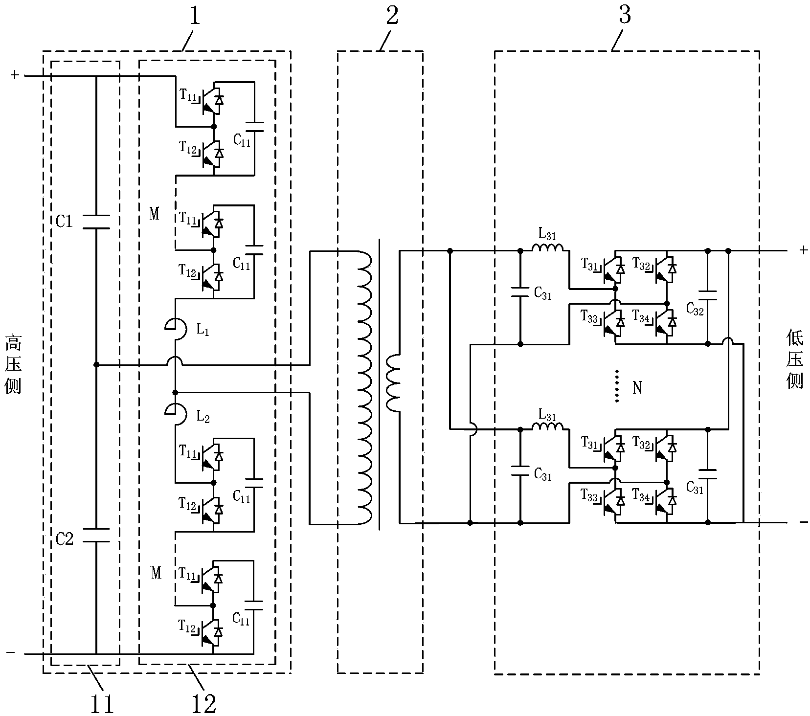 High voltage direct current-direct current transformer