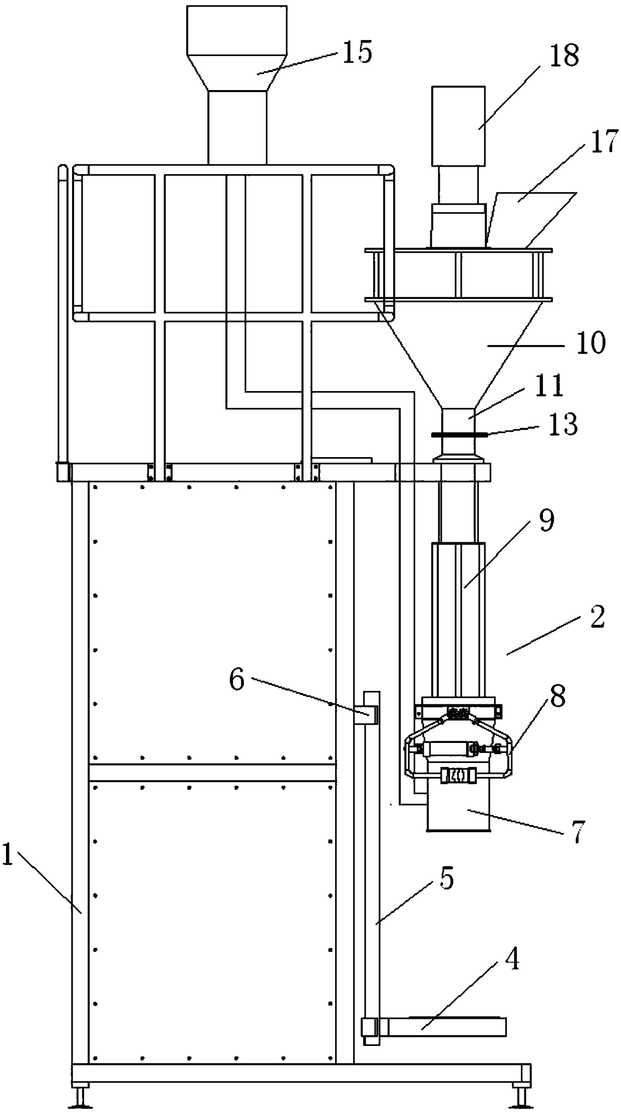 Double-station automatic holding bag packaging structure