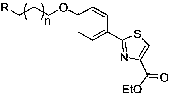 Preparation method and application of ethyl 2-(4-hydroxyphenyl)thiazole-4-carboxylate derivatives
