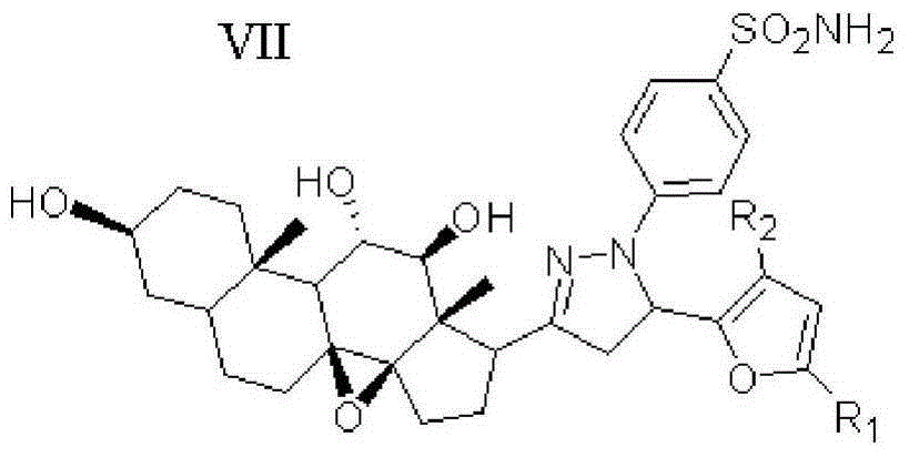 Furan skeleton-containing dihydropyrazolsulfanilamide C21 steroid sapogenin derivative, and preparation method and application thereof