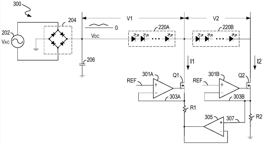 A light source drive circuit and a control circuit for controlling the power of the light source
