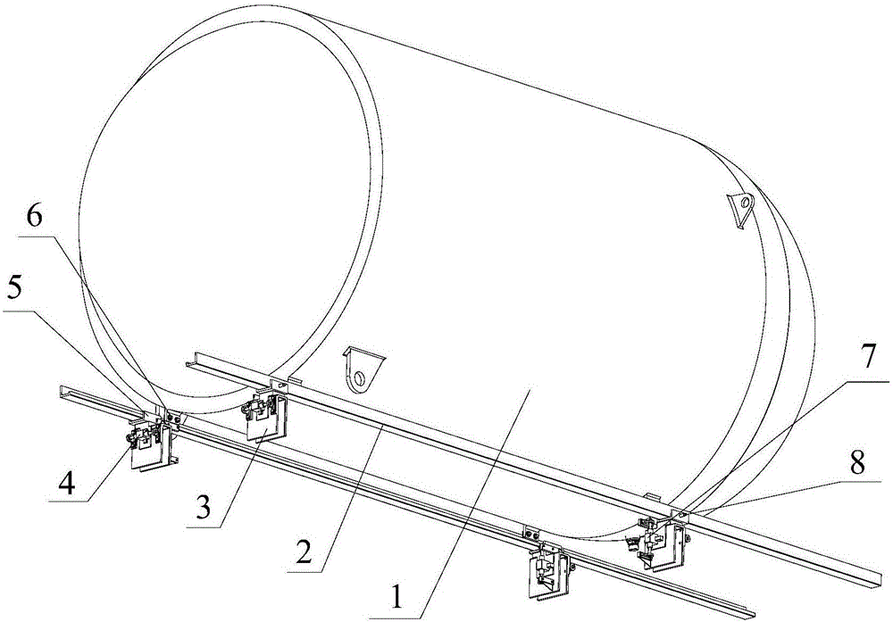 Double-guide-rail storage tank mounting device and method
