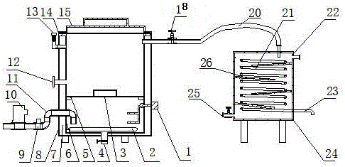 Distillation extraction device of cinnamomum camphora leaf essential oil