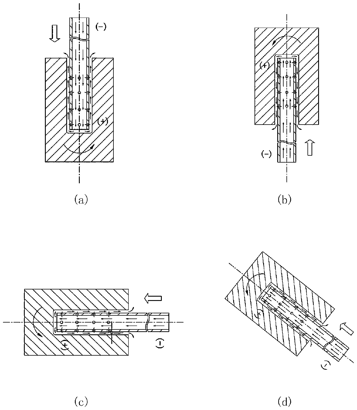 Electric machining device and method for small deep holes