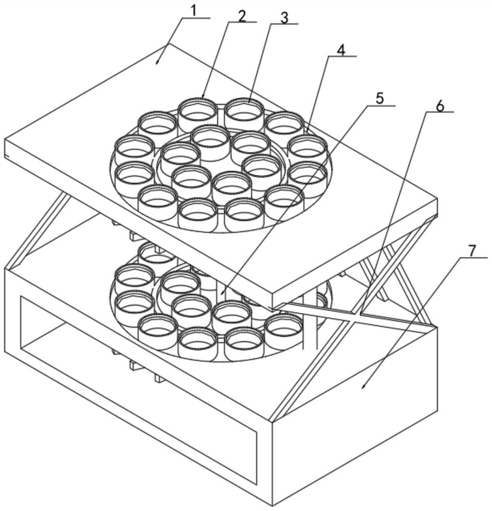 Oscillation device with arranging and boxing functions for prefabricated turbid liquid medicine