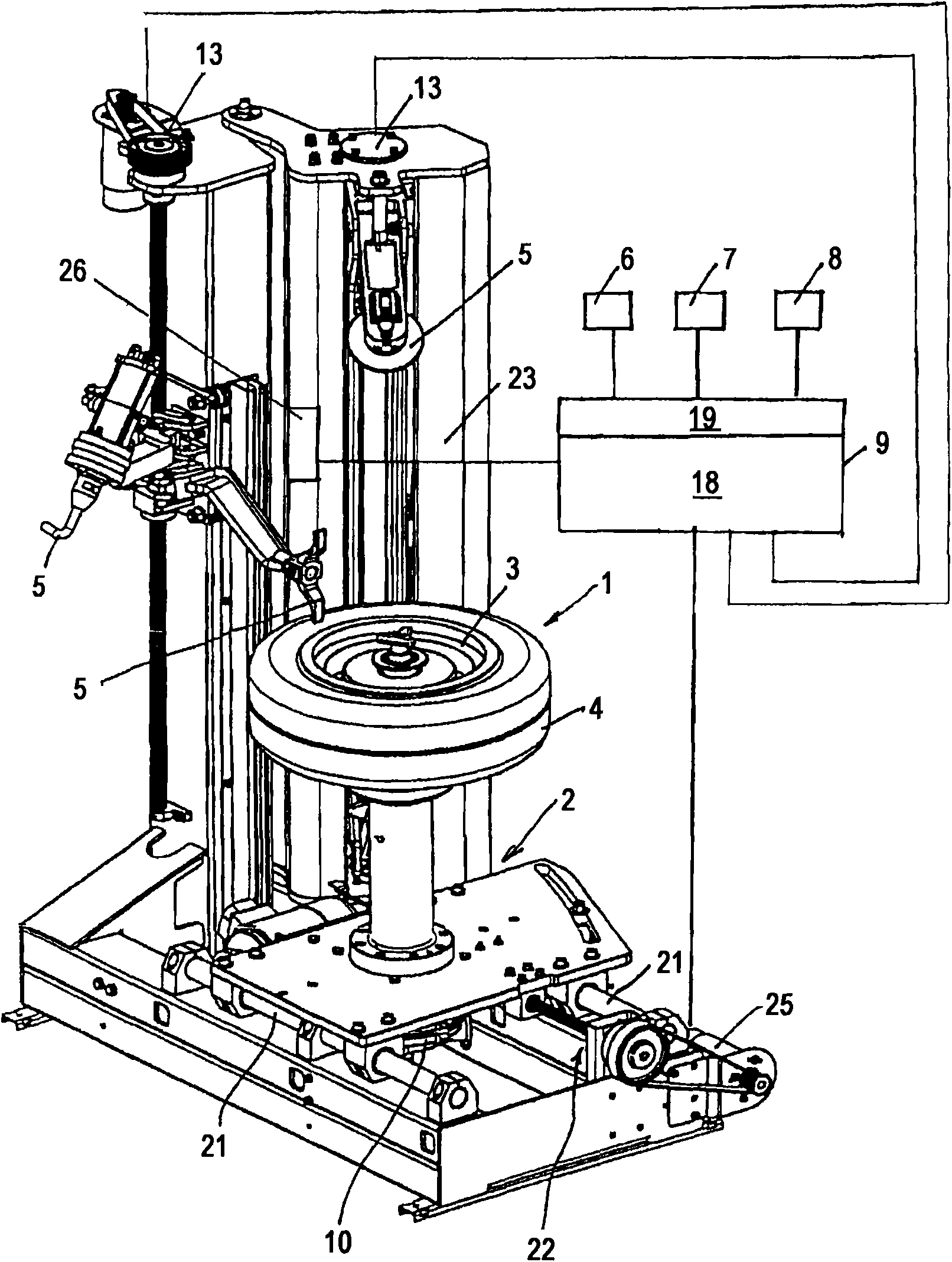 Method and apparatus for fitting or removing a motor vehicle tyre