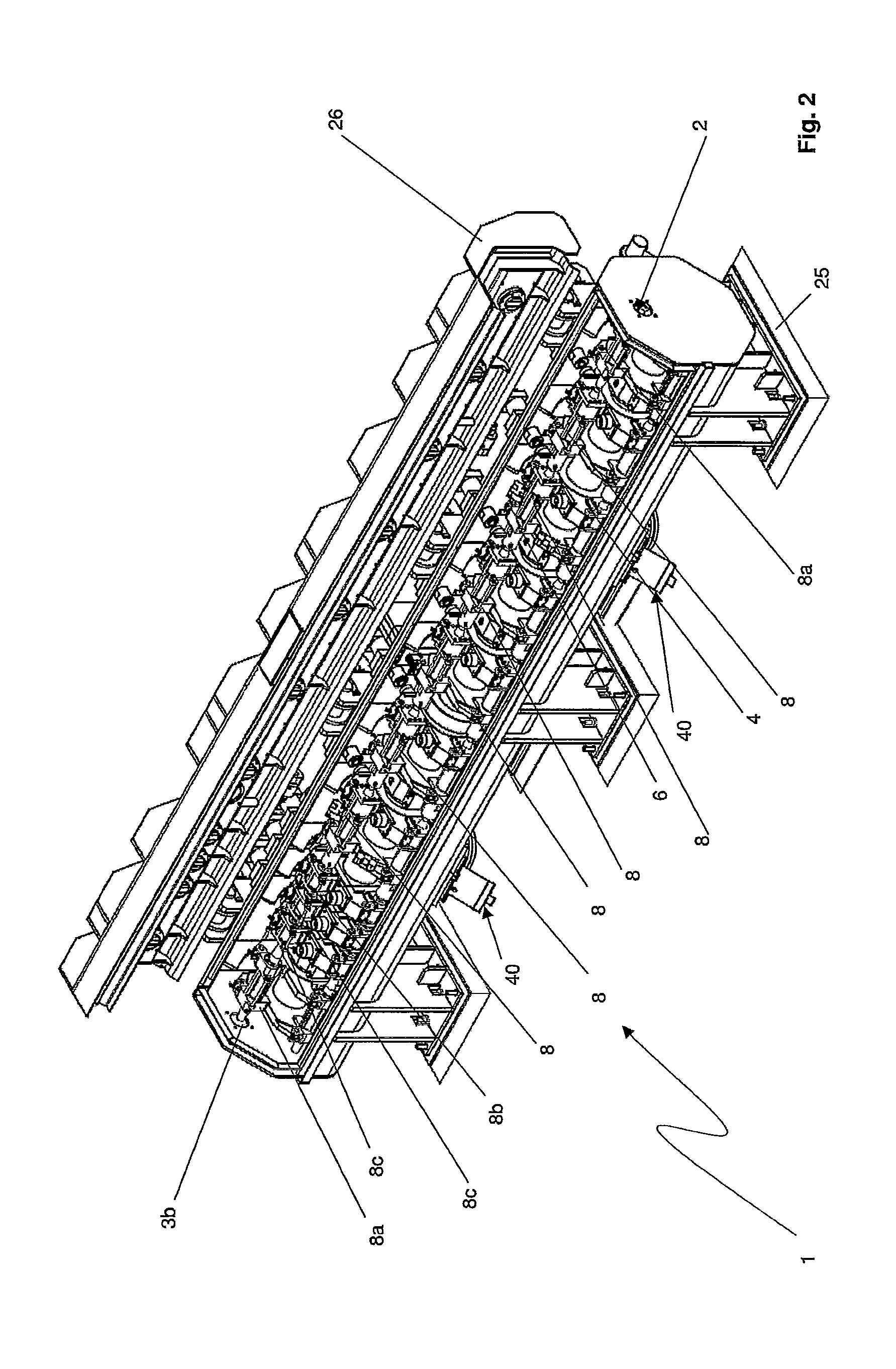 Apparatus for in-line thermally treating semi-finished products
