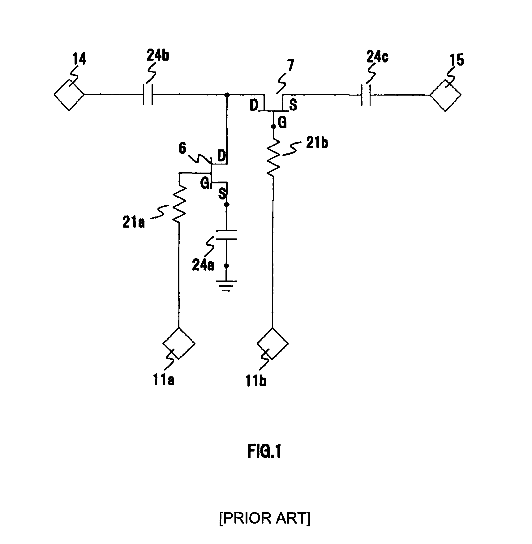 High frequency switch circuit comprising a transistor on the high frequency path