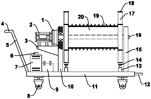 Winding and unwinding device for cable applied to electromechanical equipment