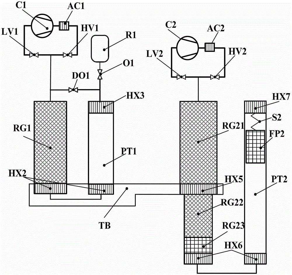 Free-piston pulse tube refrigerator using all-carbon aerogel regenerative filler