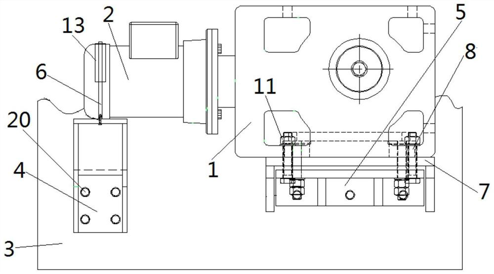 A conveyor roller reducer fixing device