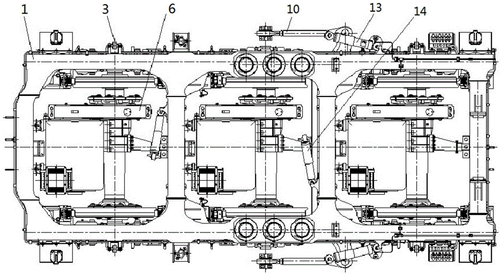 Quasi-high speed broad-gauge triaxial internal combustion locomotive bogie