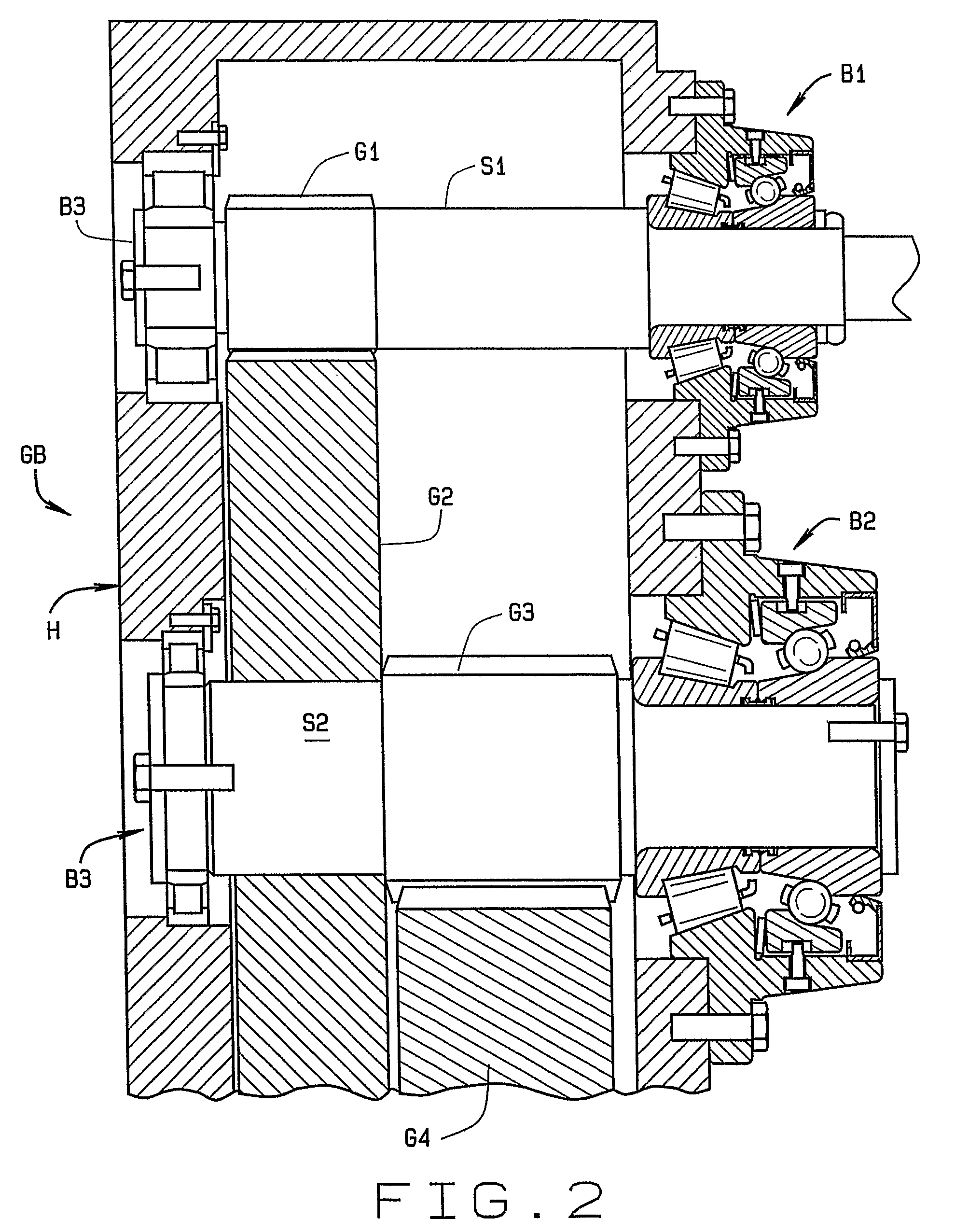 Locating bearing assembly for wind turbine gearbox shaft