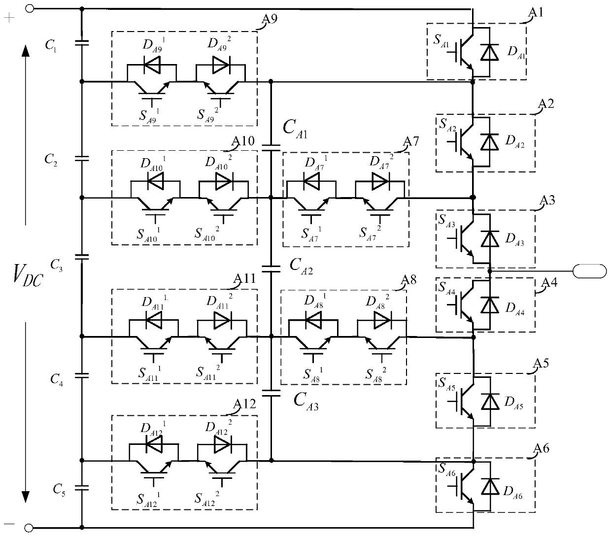 A six-level circuit topology for power conversion systems