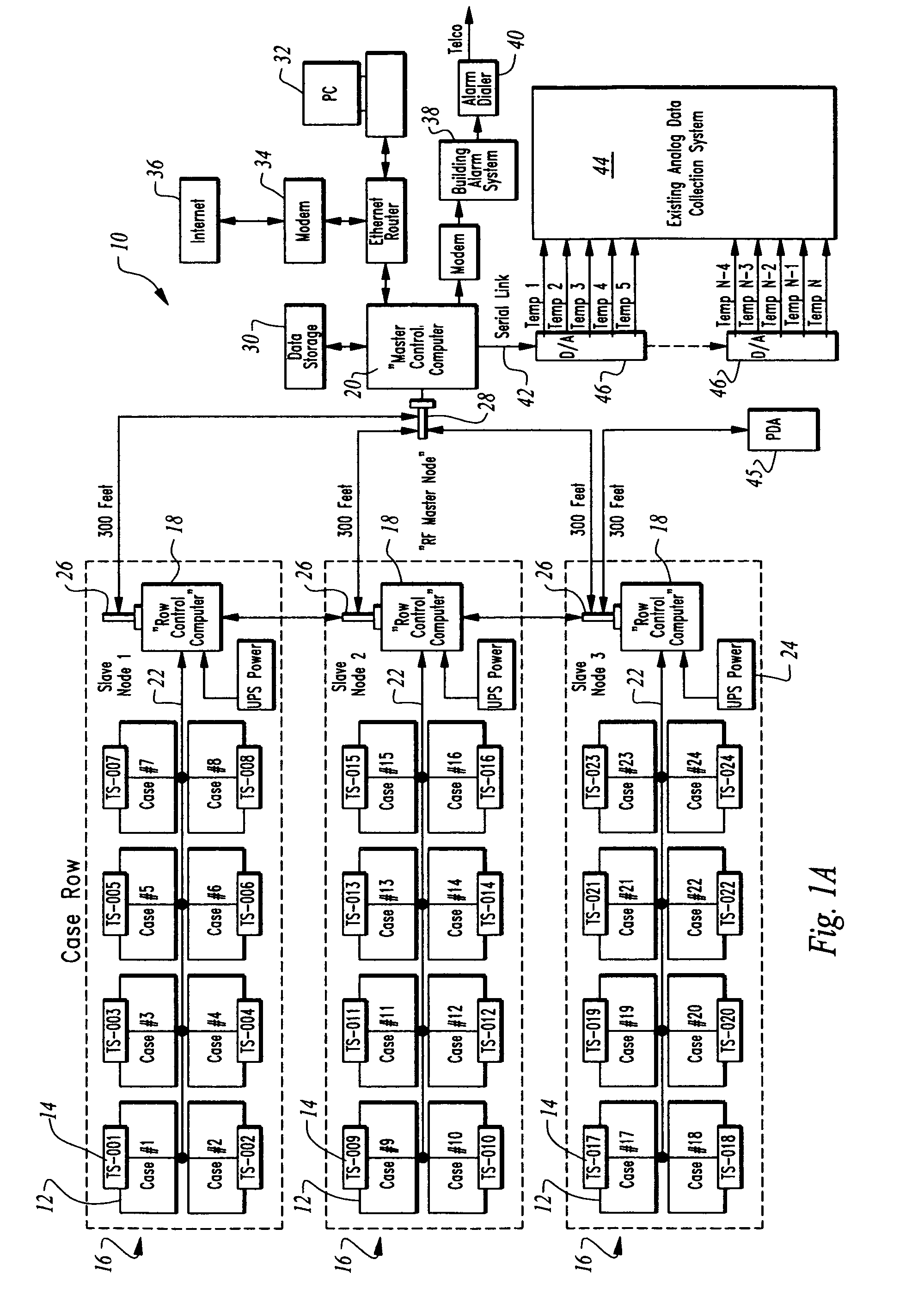 Refrigeration temperature monitoring system and associated temperature display
