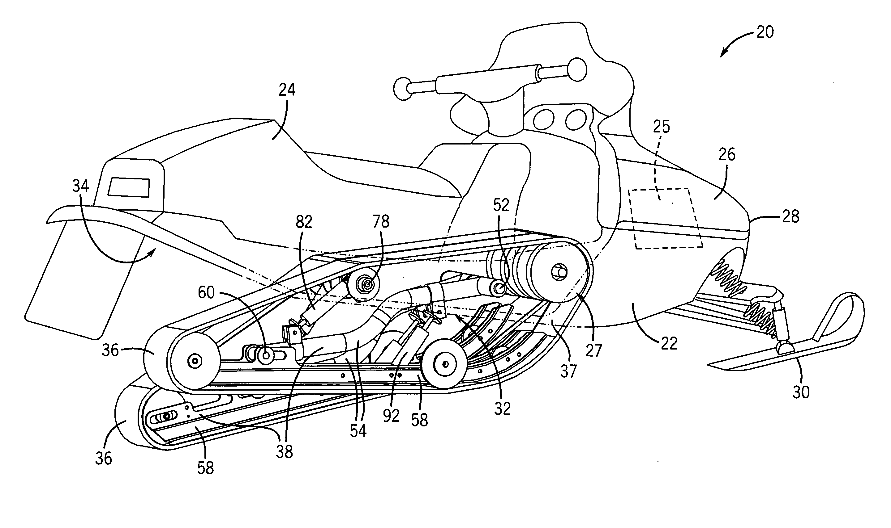 Snowmobile rear suspension system