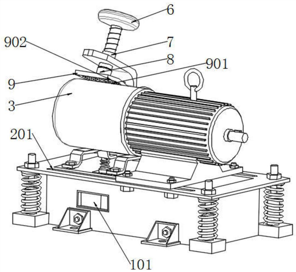 A motor damping base with multiple vibration structures