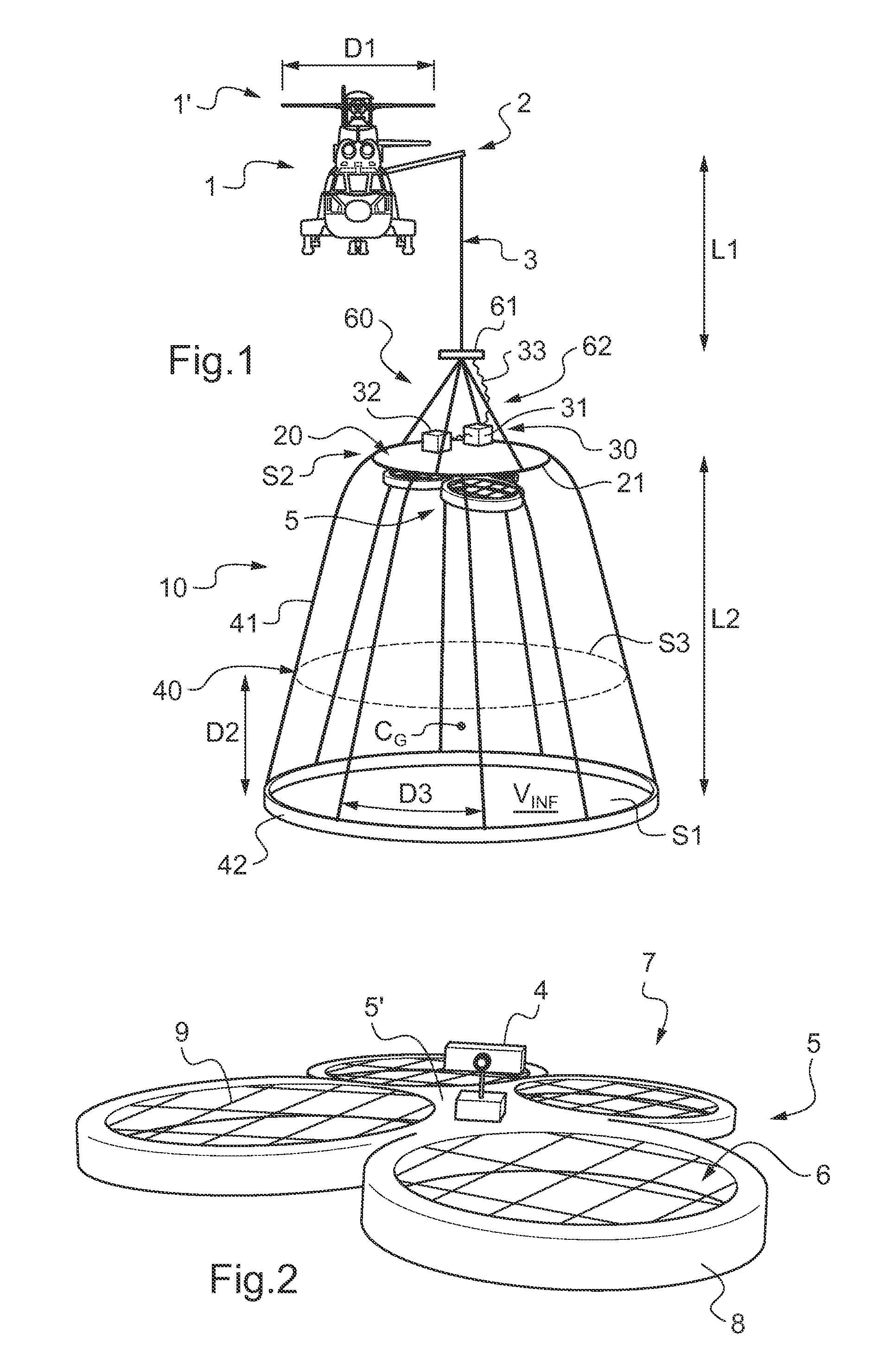 Device for launching and recovering a drone, and an associated aircraft