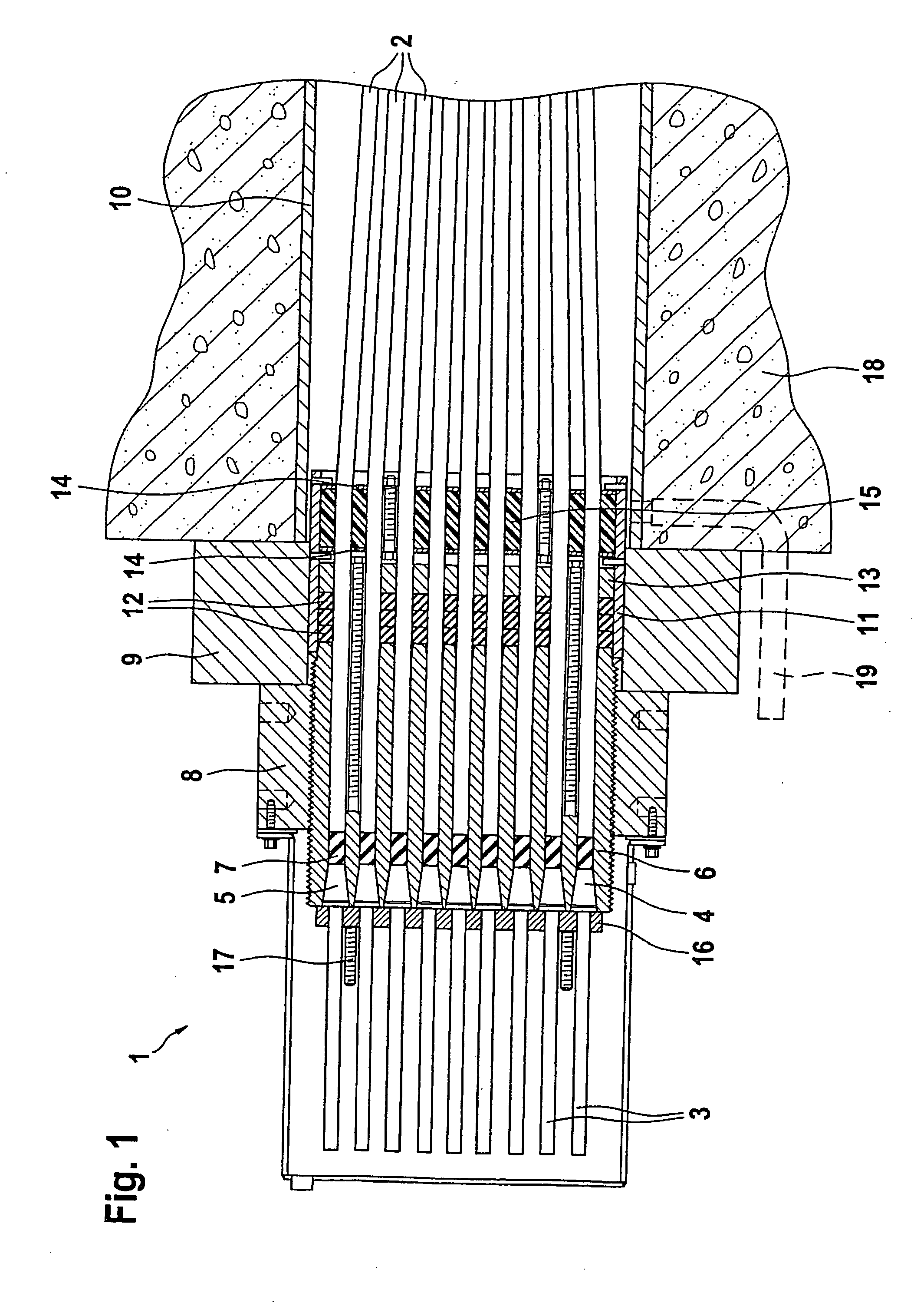 Anchoring device for a corrosion-resistant tension member, particularly an inclined cable for a cable-stayed bridge