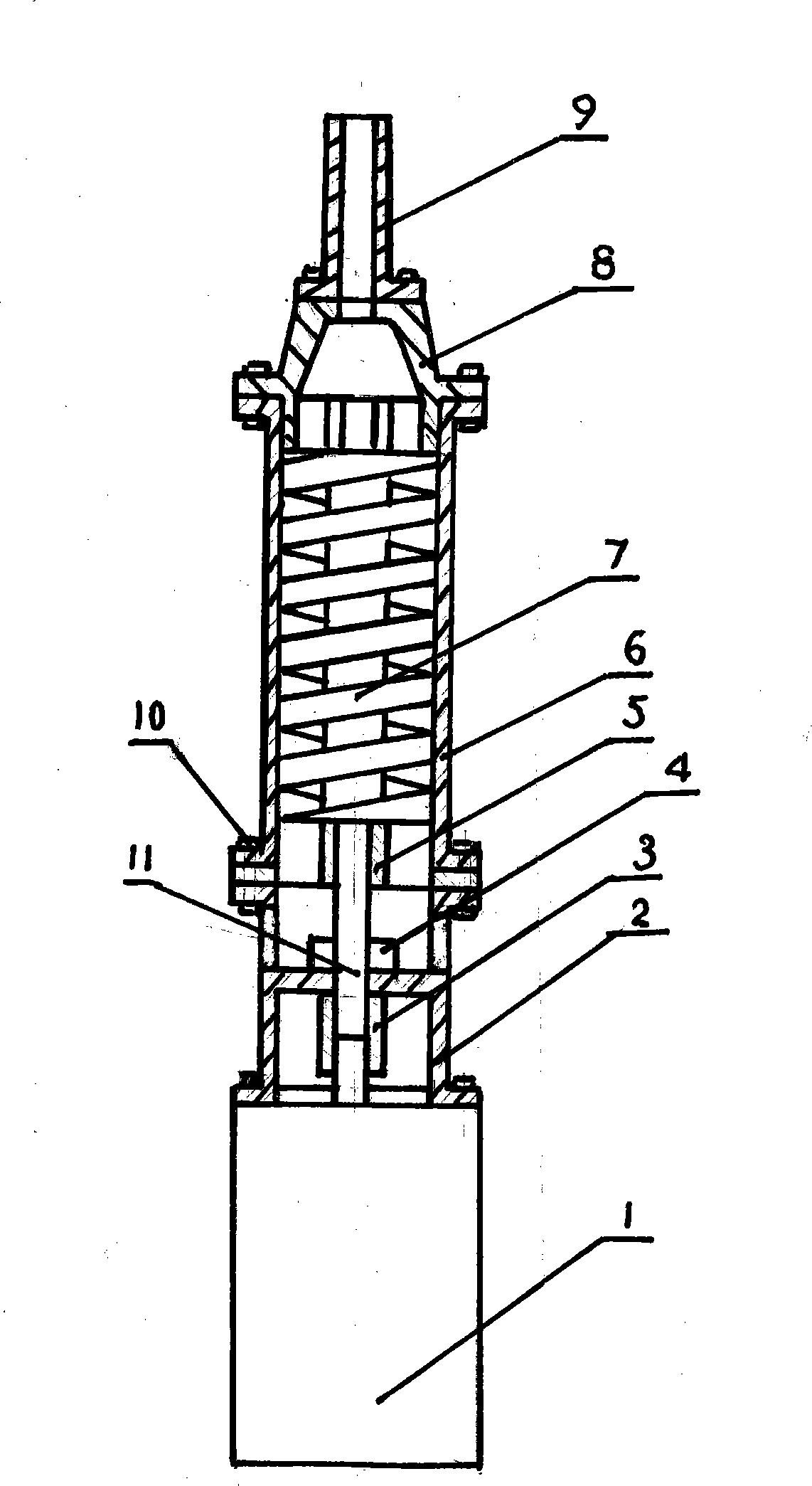Single-rod multi-head transecting spiral submersible pump