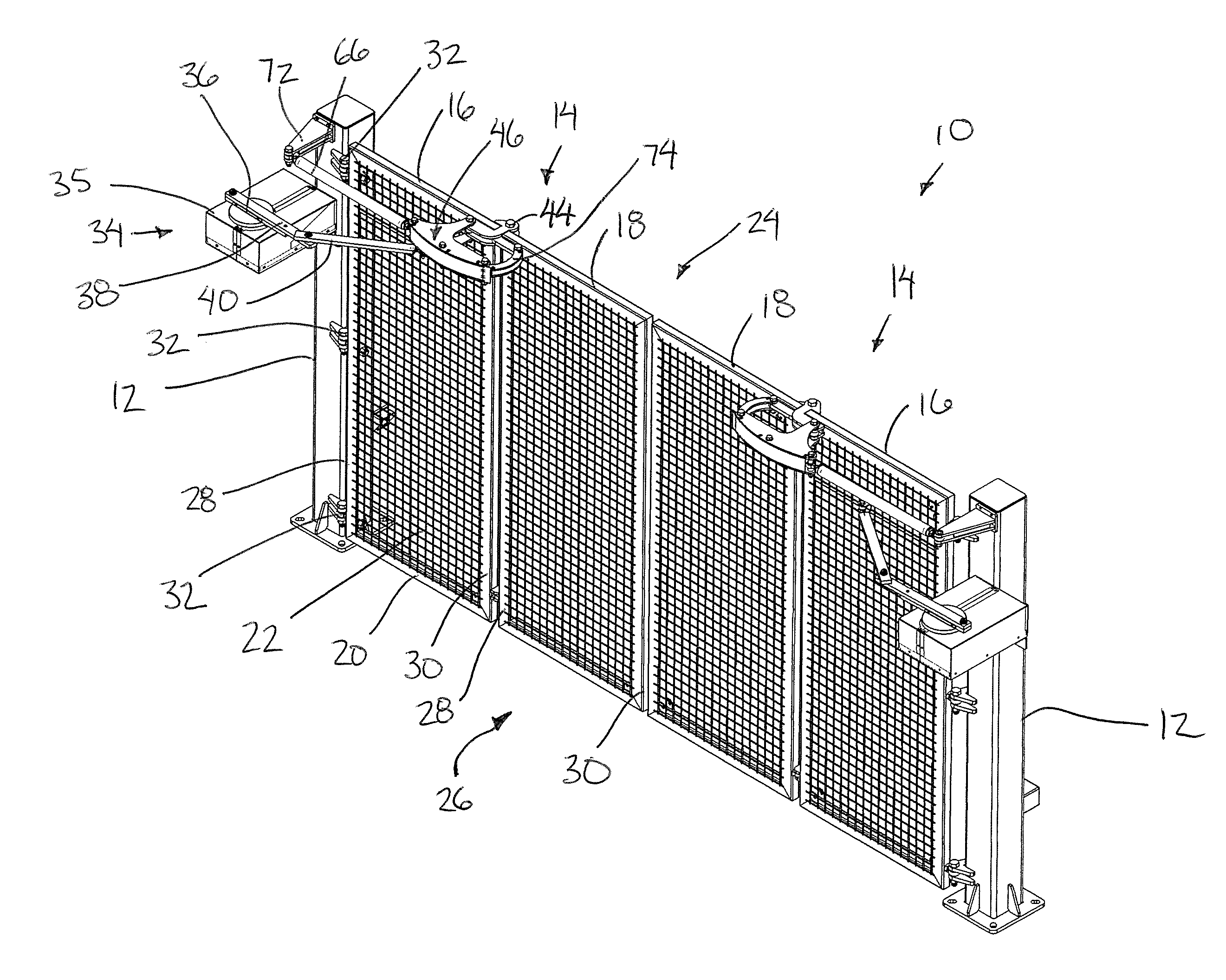 Trackless Folding Panel Gate
