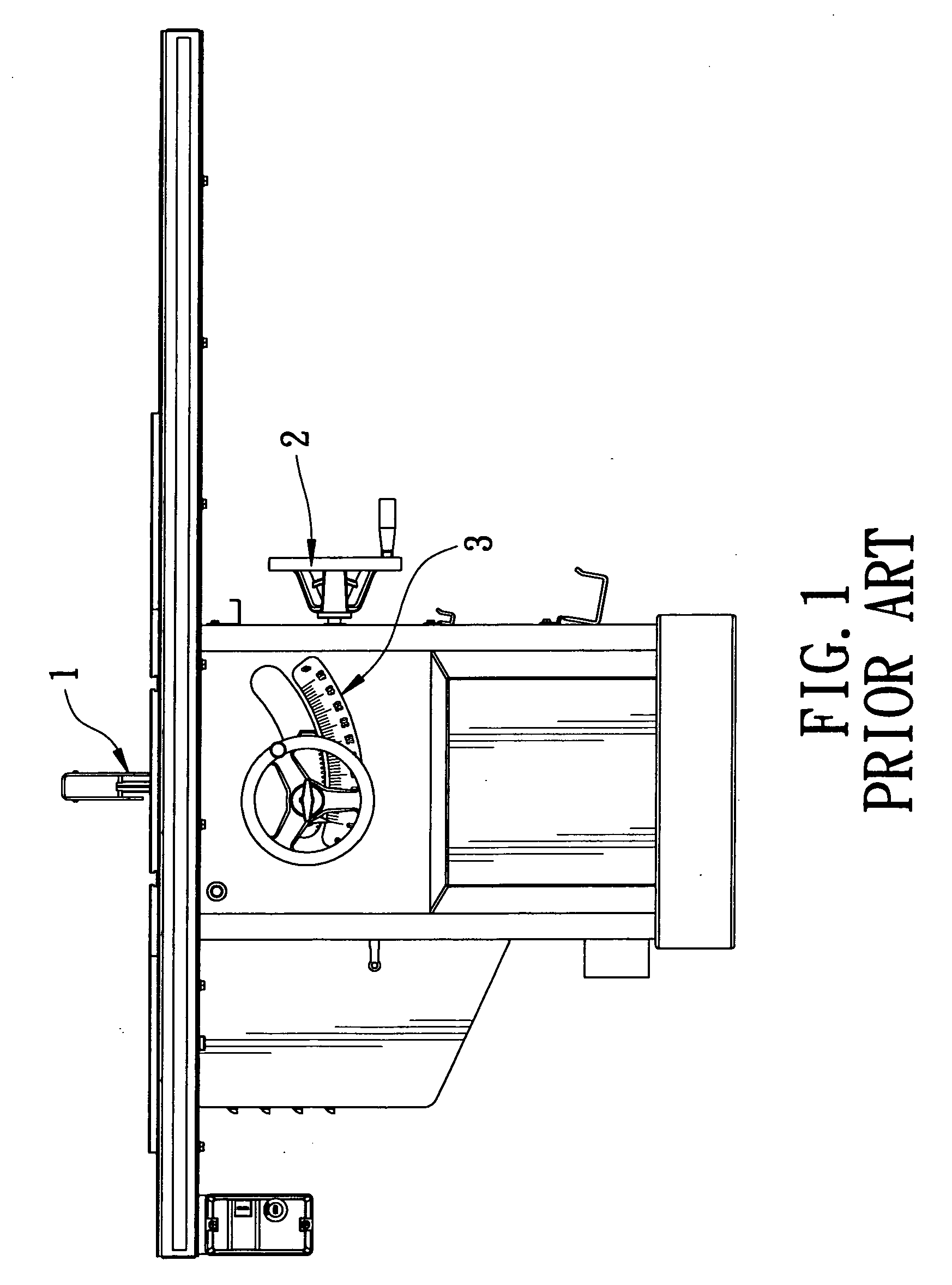 Sawing angle indicating-and-reading device for a table sawing machine