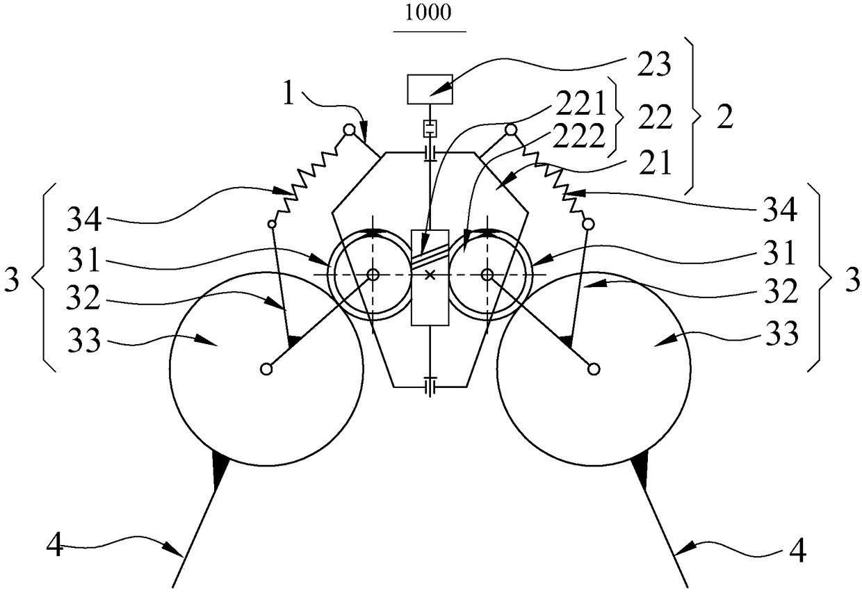 Deformation shock-absorbing walking part of double worm gear mechanism and fire-fighting mobile platform with it