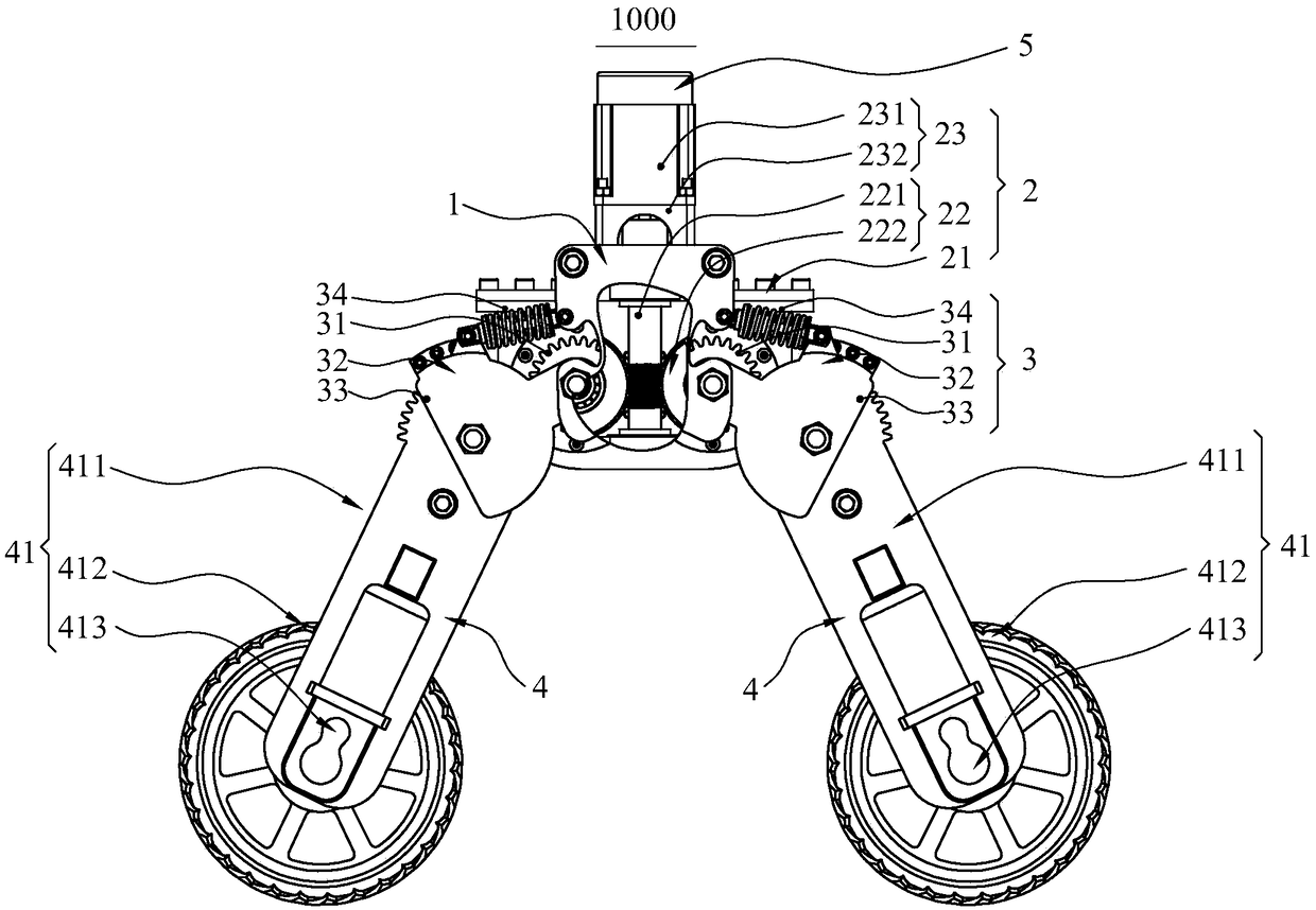 Deformation shock-absorbing walking part of double worm gear mechanism and fire-fighting mobile platform with it
