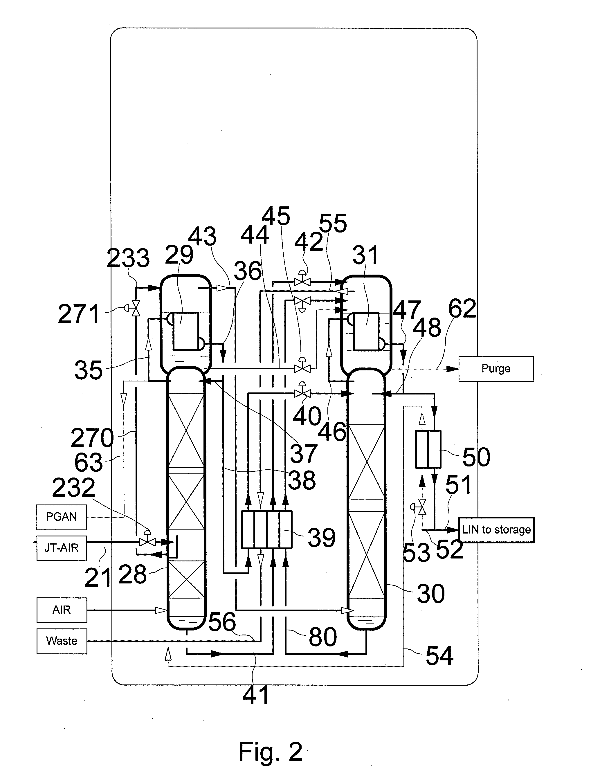 Process and Device for Obtaining Liquid Nitrogen by Low Temperature Air Fractionation