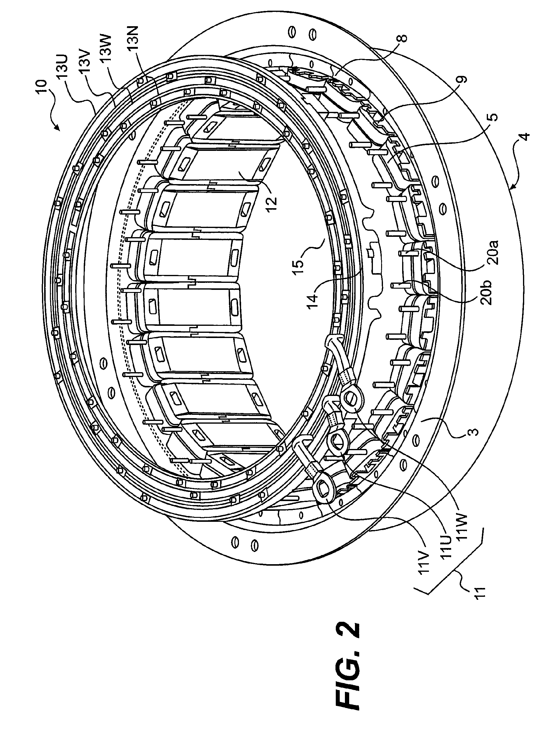 Power distribution unit for rotary electric machine with linear conductor connecting ring having terminal section with axially extending hole for connecting stator coil, and method for assembling rotary electric machine