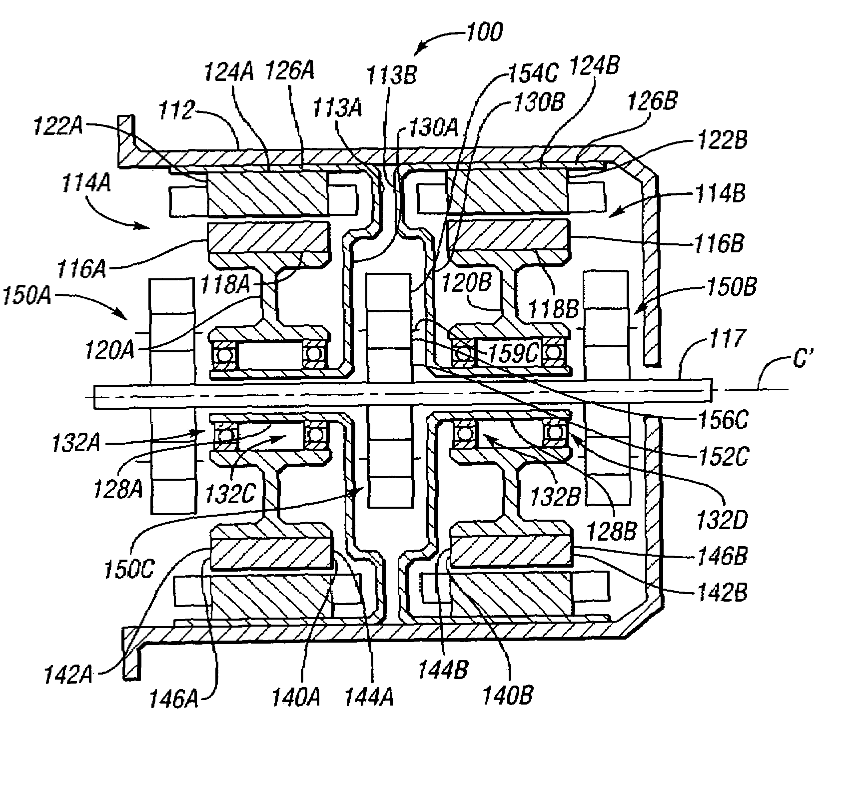Structural support member for electric motor/generator in electromechanical transmission