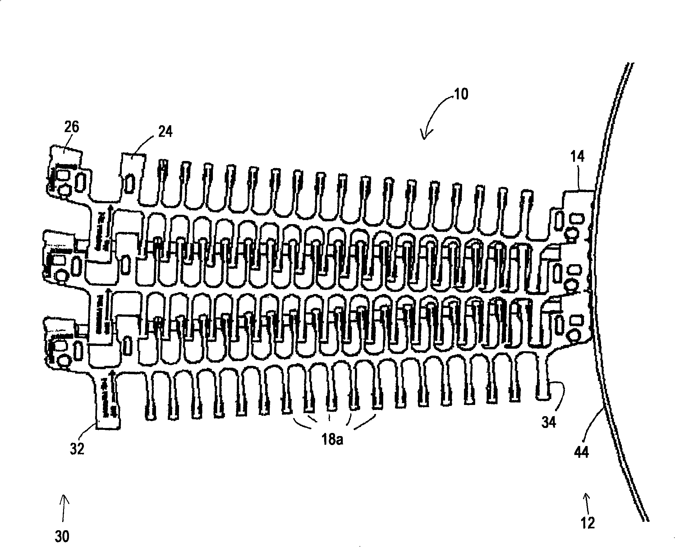 Modular conveyor belt with tight radius in one curve direction