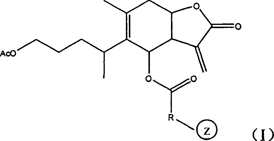 1-oxy-acetyl inula britannica lactone derivative, preparation method thereof and application of the same in preparing cancer-curing medicine