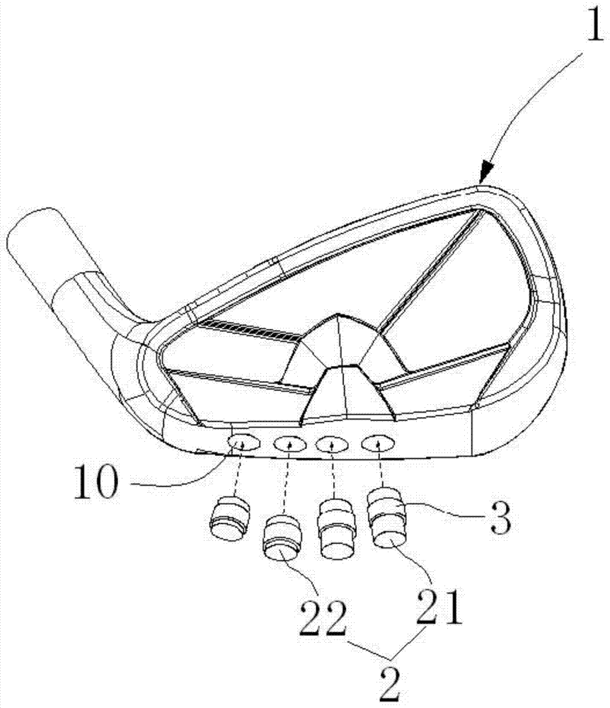 Golf ball head with adjustable counter weights and manufacture method thereof