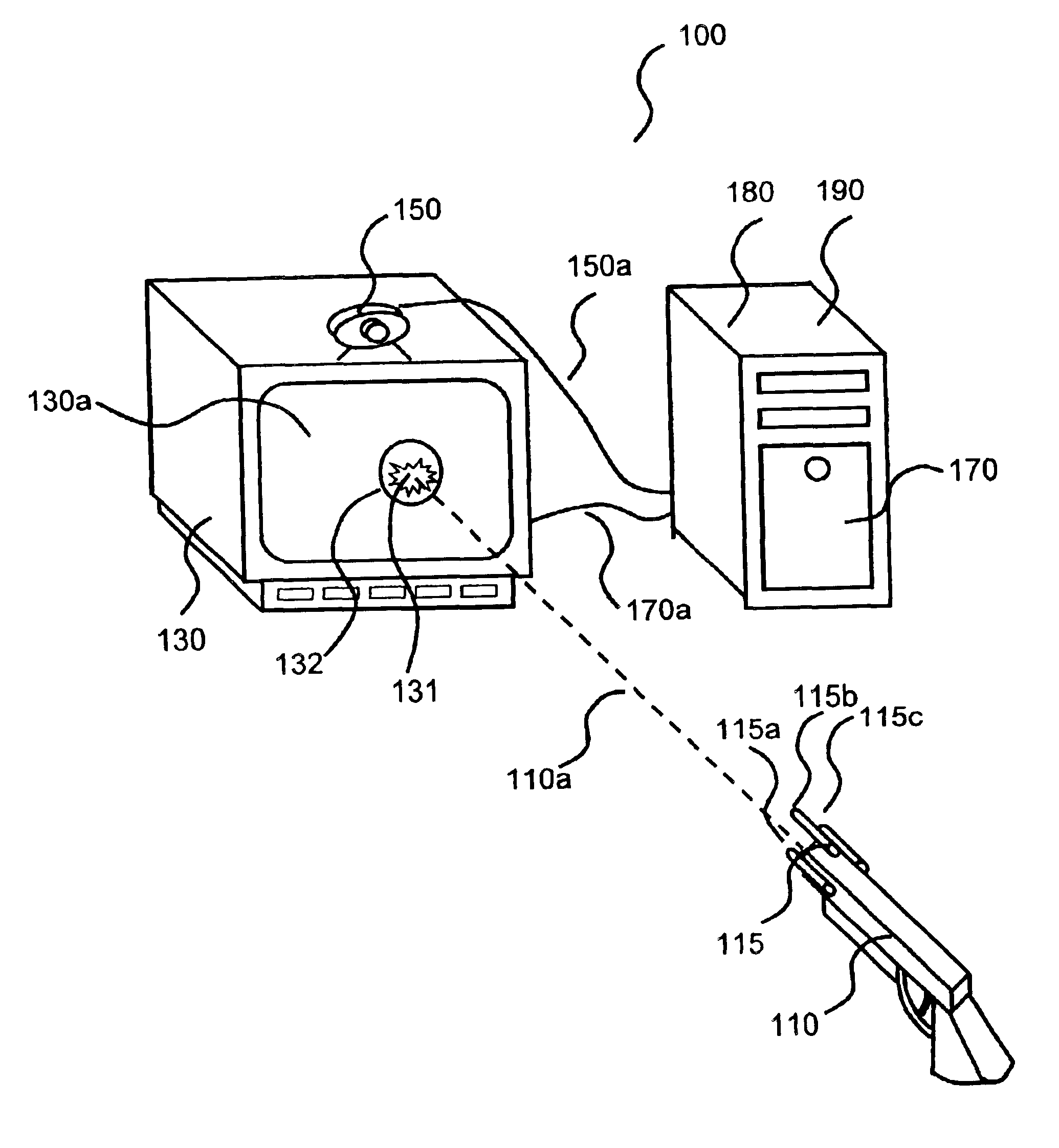 Apparatus and a method for more realistic shooting video games on computers or similar devices
