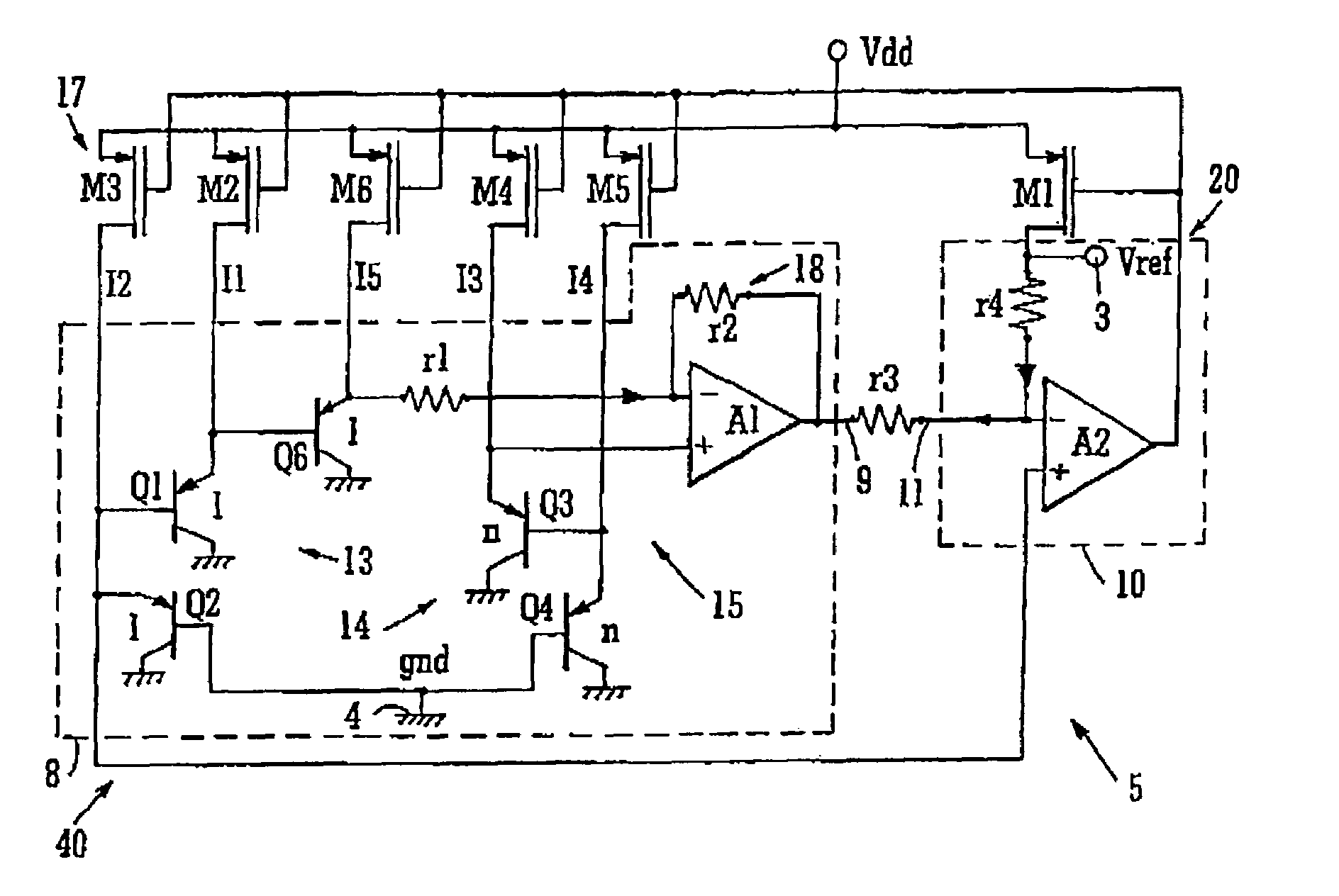 Method and a circuit for producing a PTAT voltage, and a method and a circuit for producing a bandgap voltage reference