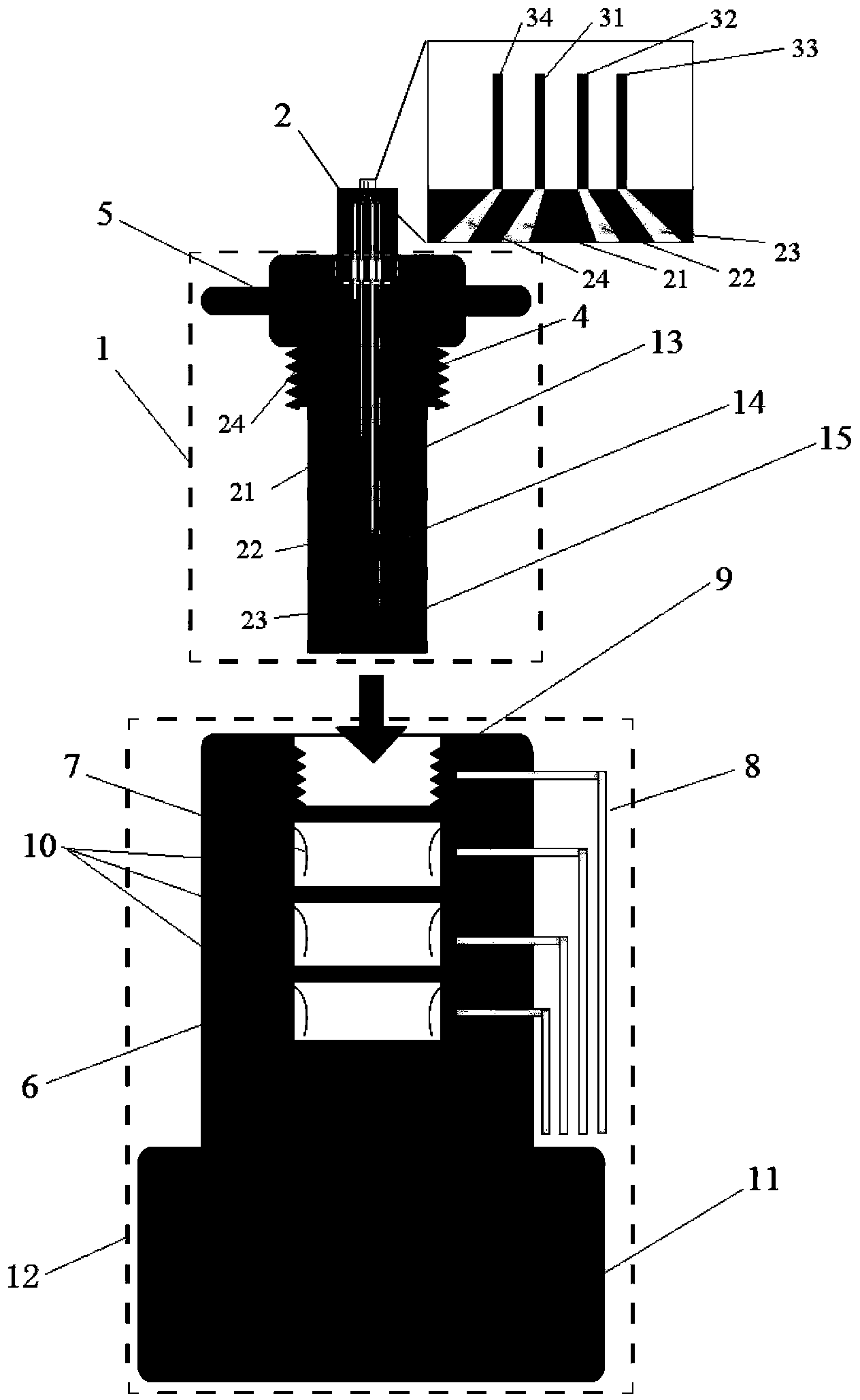 Three-dimensional micro-drive four-electrode replaceable probe