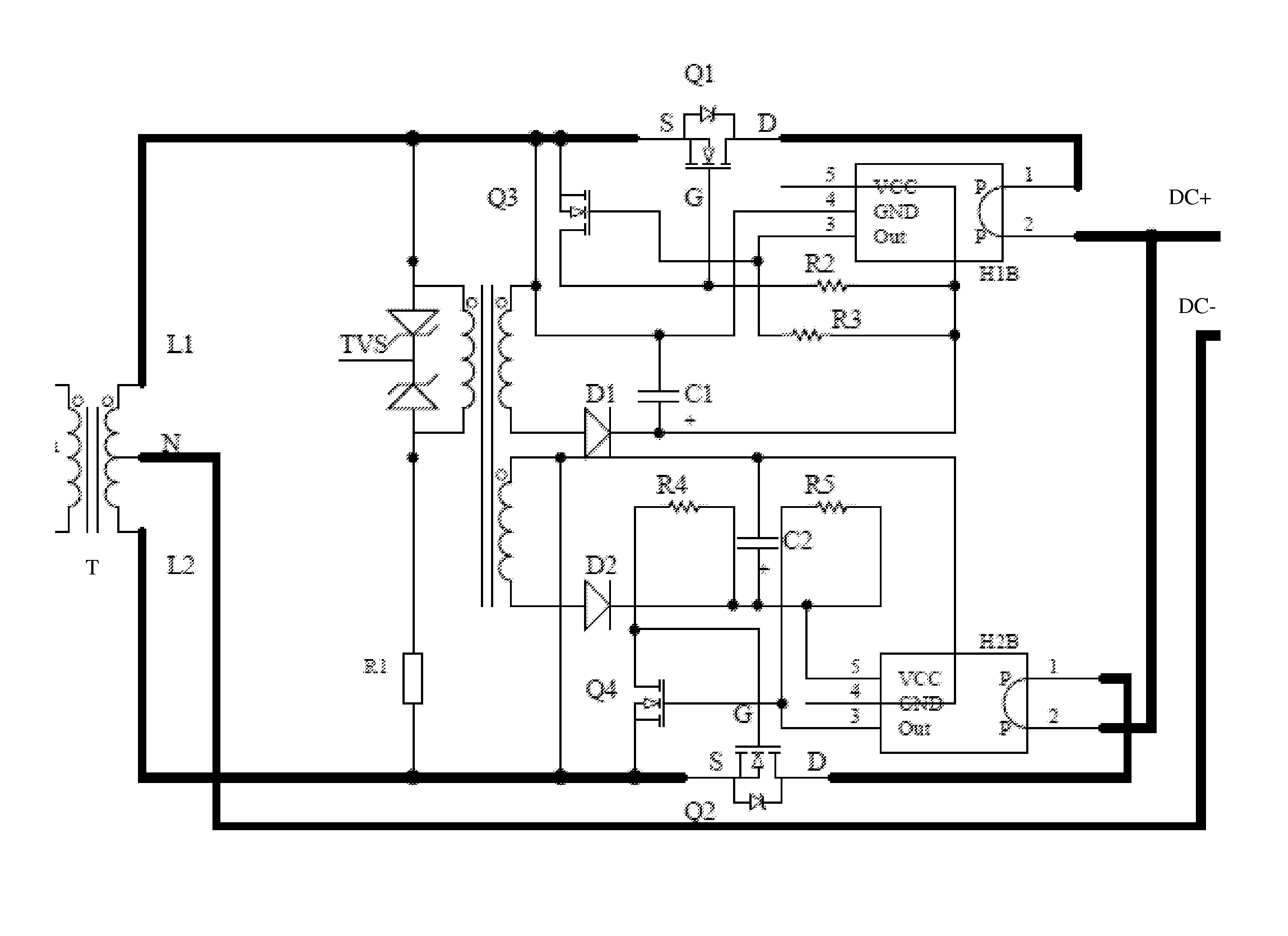 Active switching rectifier employing mosfet and current-based control using a hall-effect switch