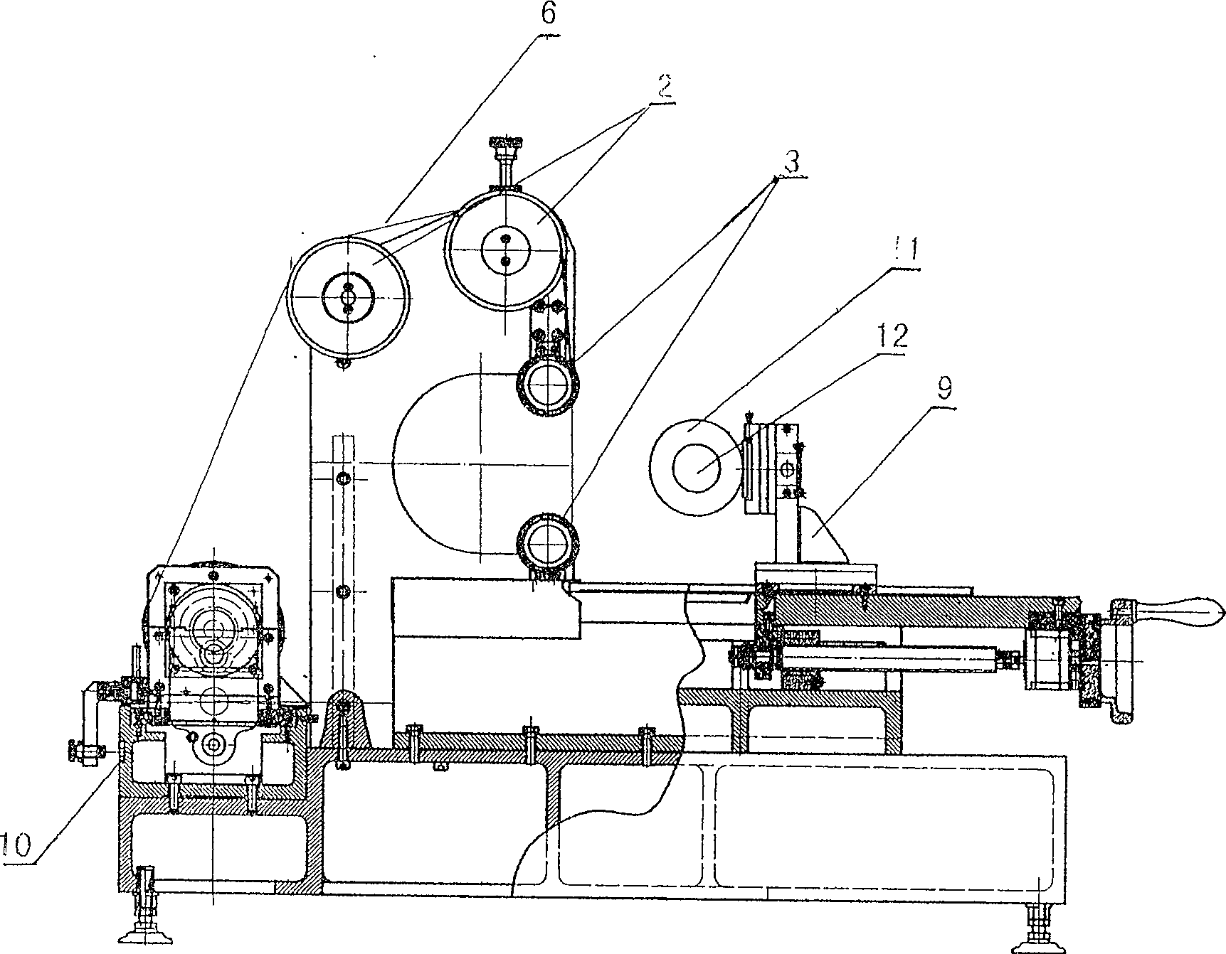 Apparatus for rotating point cutting large size silicon-carbide crystal