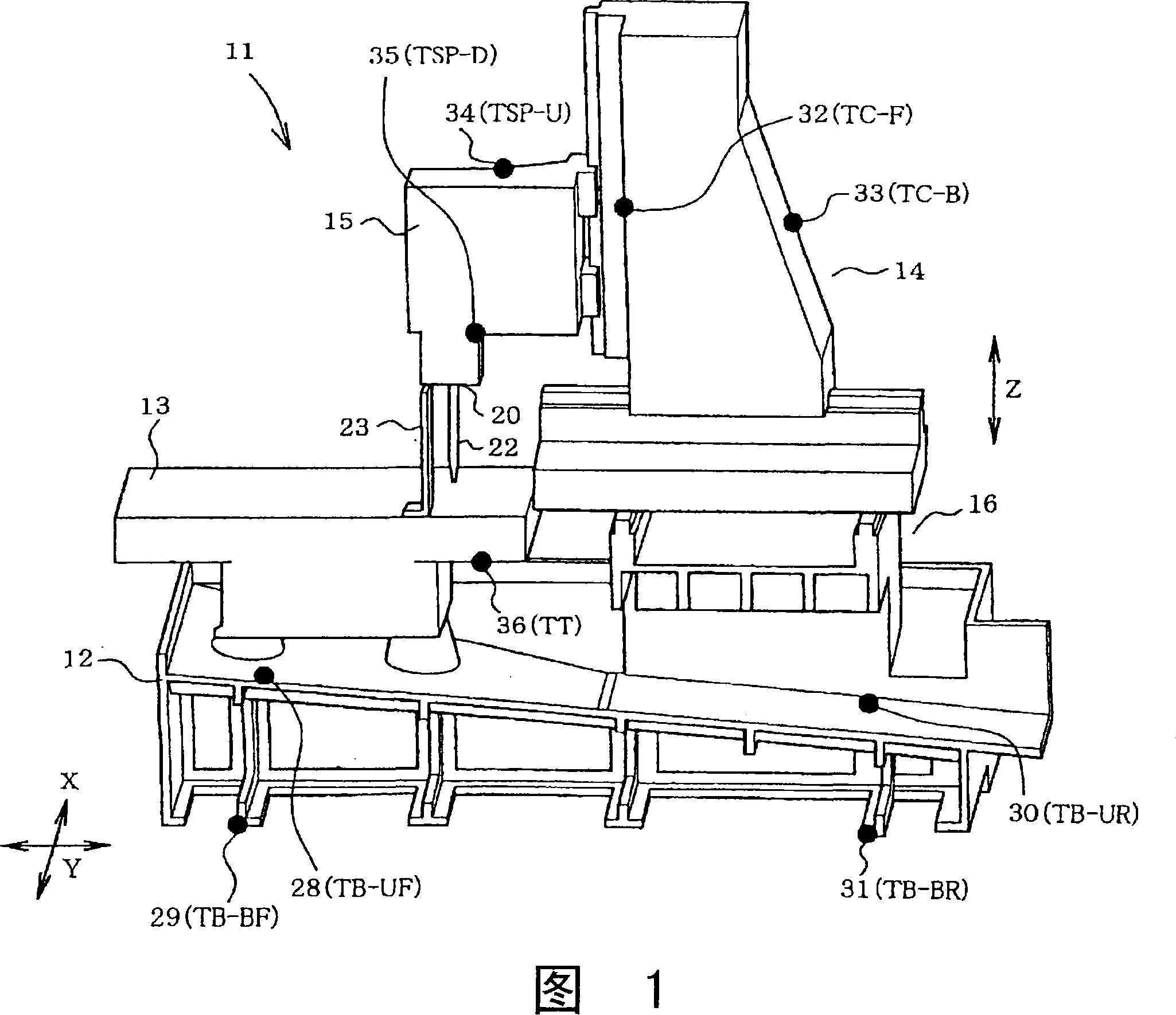 Machine tool and method of correcting displacement of machine tool