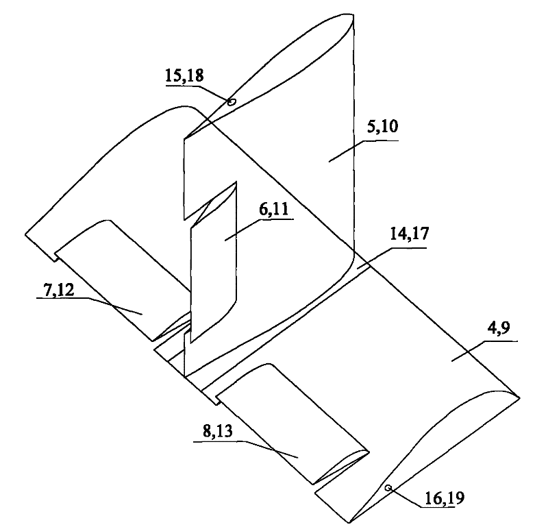 Multifunctional control device of small waterline plane ship hydrofoil and column rudder