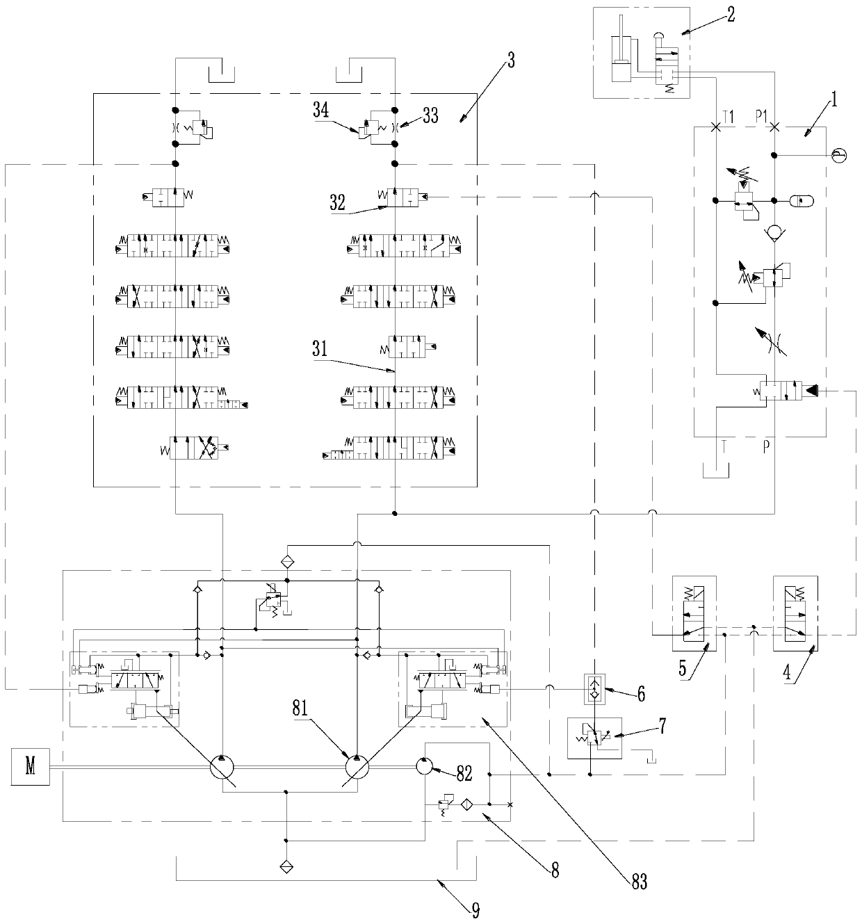 Hydraulic control systems for construction machinery and excavators