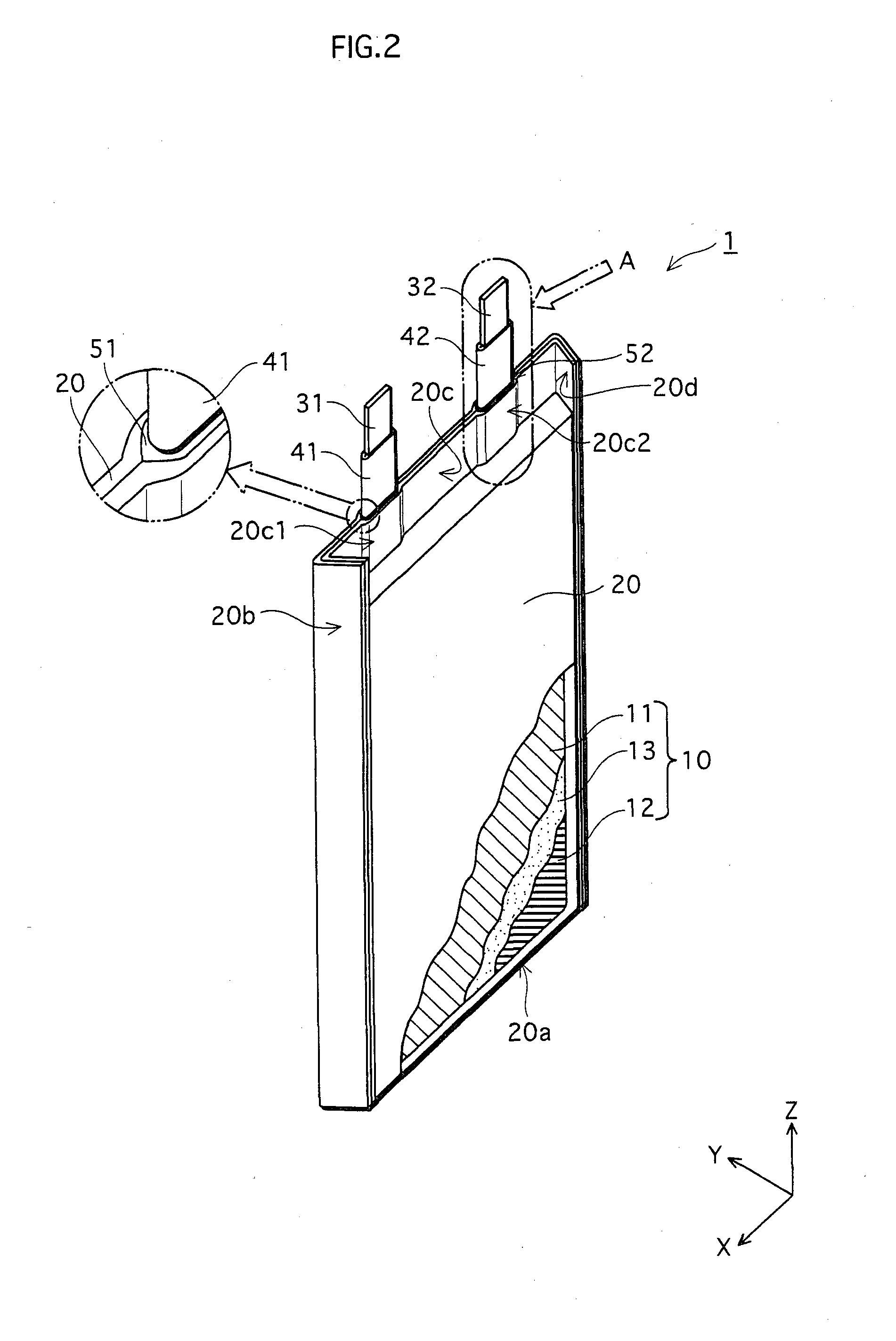 Laminate-cased battery formed with tab resin adhered to portions of tabs extended from laminate casing