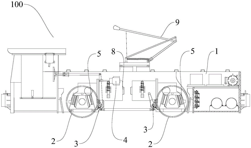 Electric locomotive derailment detection device and electric locomotive with it