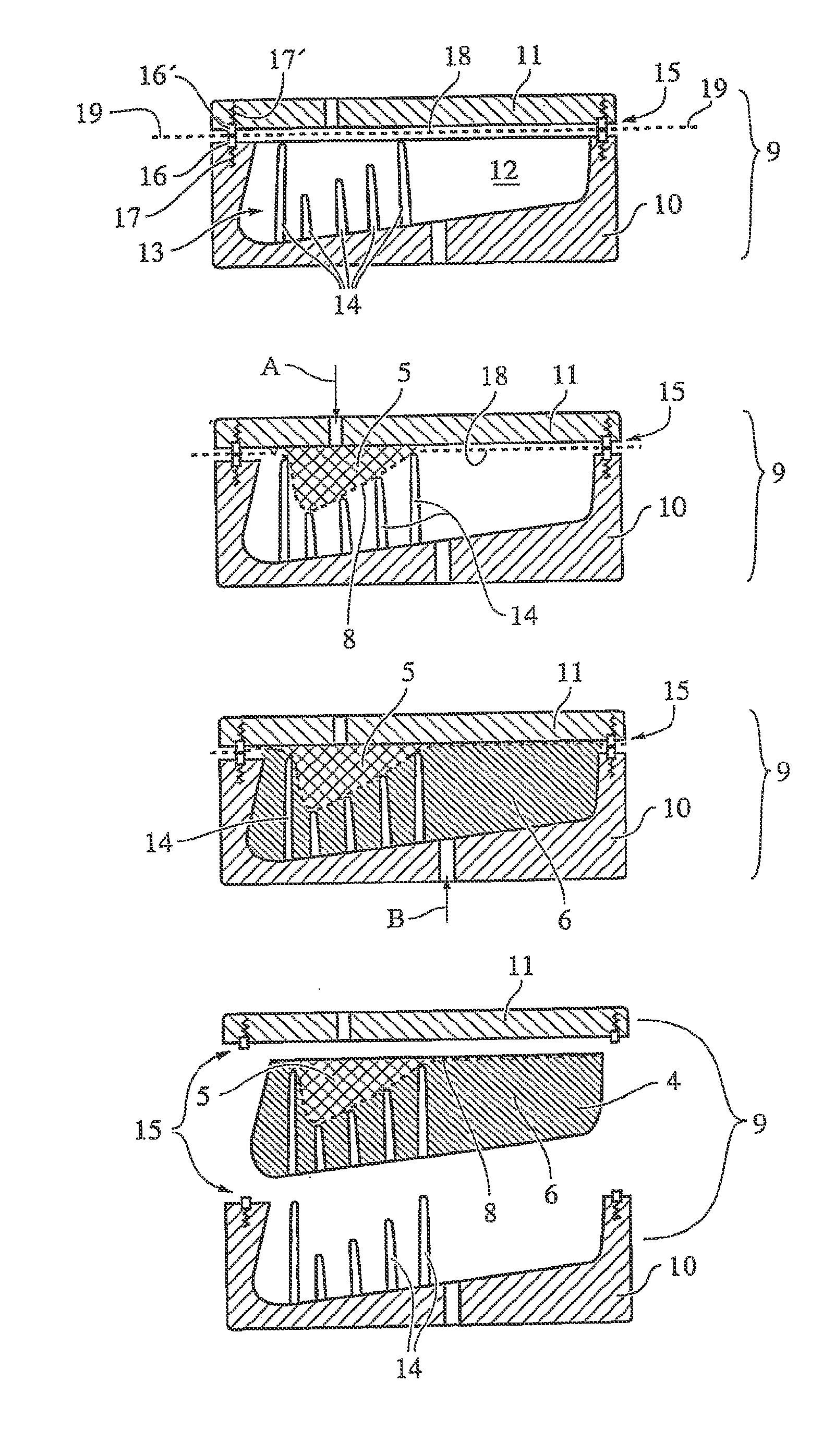 Method for producing a cushion element and method and tool for the production thereto
