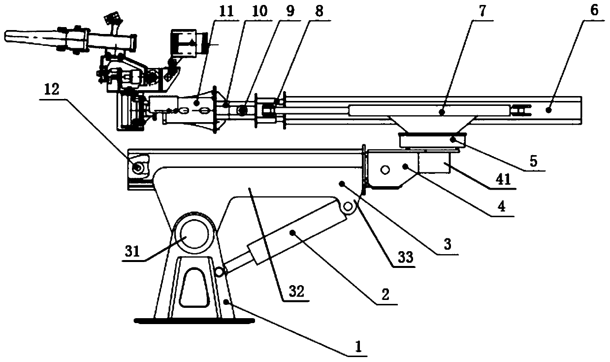 Small wet spraying machine arm support