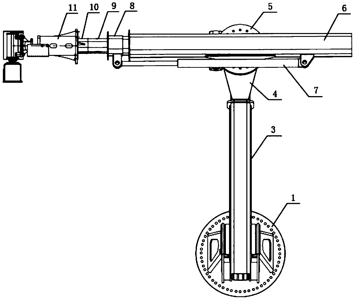 Small wet spraying machine arm support