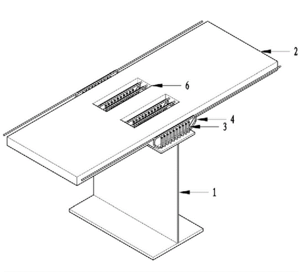 Steel reinforcement arrangement structure of steel structure-concrete slag combined bridge