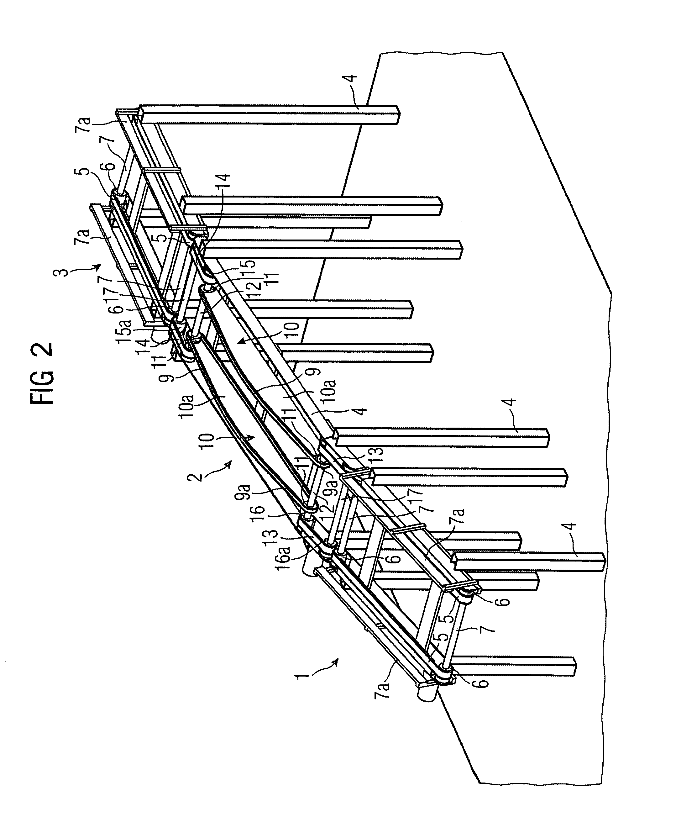 Transport system for containers, in particular an airport baggage handling system, and incline conveyor for a transport system